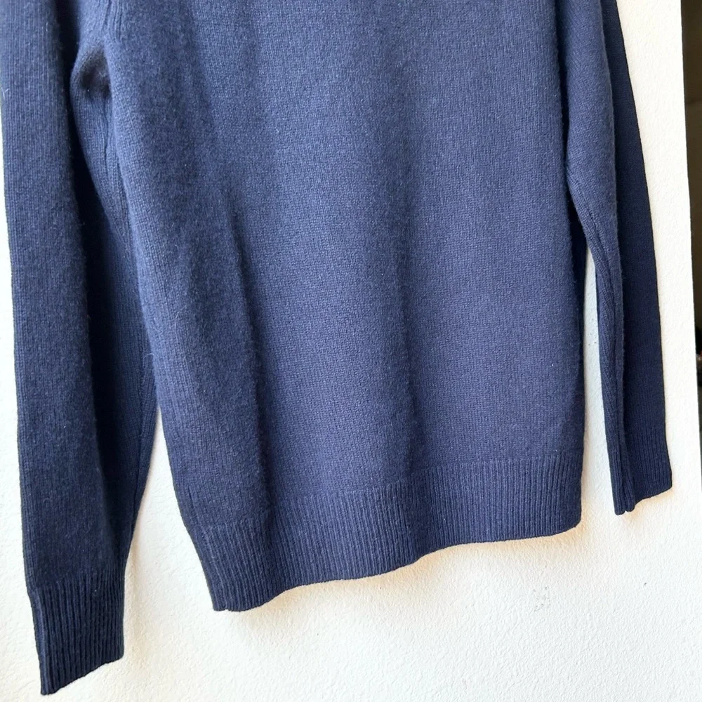 NWT J.Crew $278 Relaxed midweight cashmere V-neck sweater Navy Abyss Blue Sz S